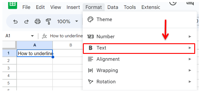Click on “Format” then scroll to the B text option